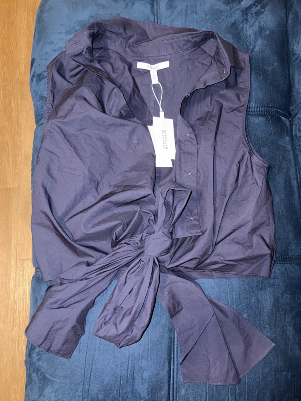 10 Crosby Derek Lam Midnight Blue Tie-Front Sleeveless Camisole